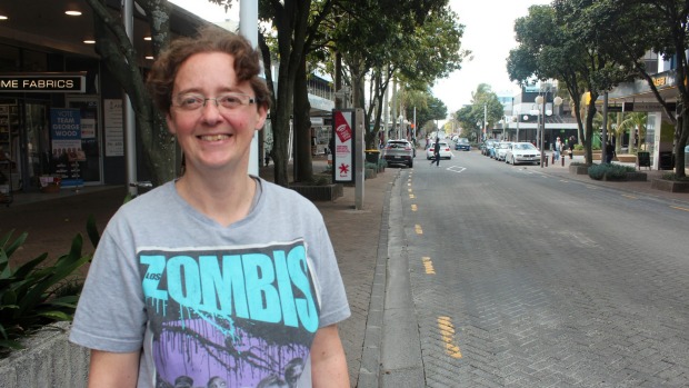 Rochelle Scoones has operated Retrospace Sci-Fi Collectibles on Hurstmere Rd for seven years and says there is constant noise from street pot holes. 